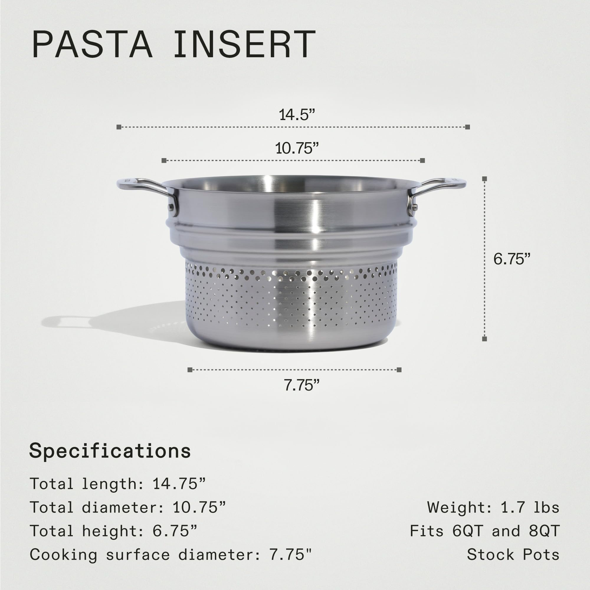 Made In inserto para pasta fabricado en Tailandia con calidad profesional