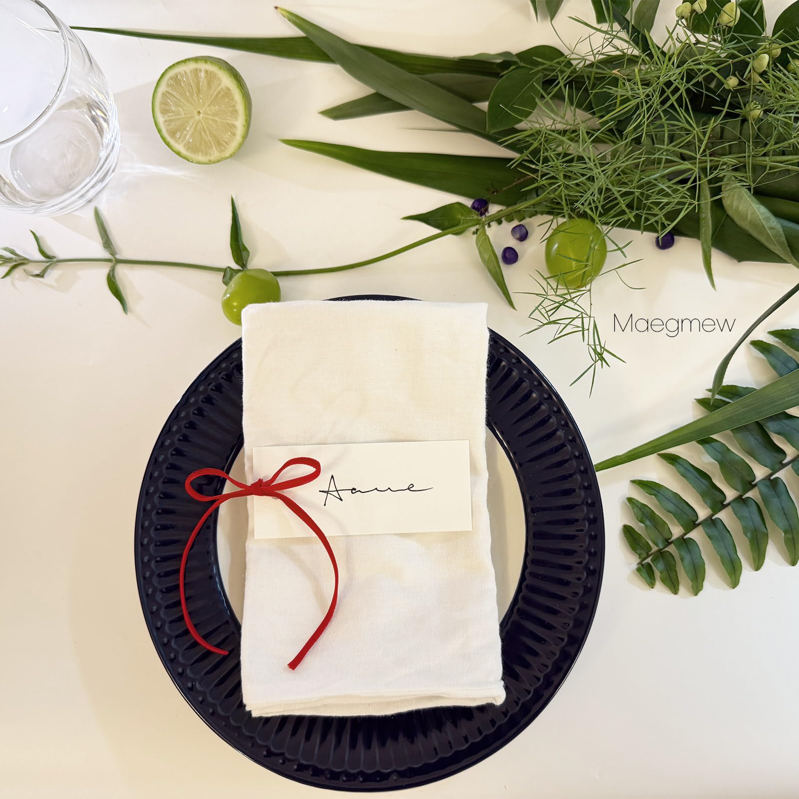 Maegmew tarjetas de lugar con lazo de terciopelo, detalle lujoso.