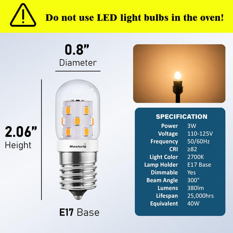 Bombilla LED E17 de Maelsrlg, 3W, reemplazo de 40W para ahorrar energía.