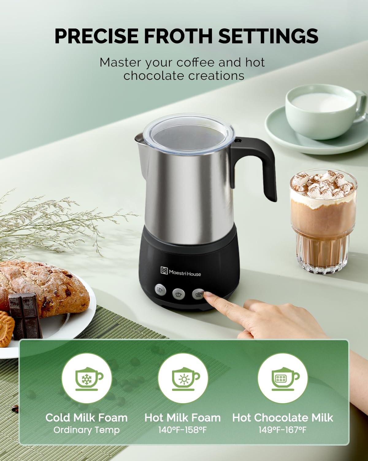 Maestri House batidora de leche, espuma fría para bebidas refrescantes