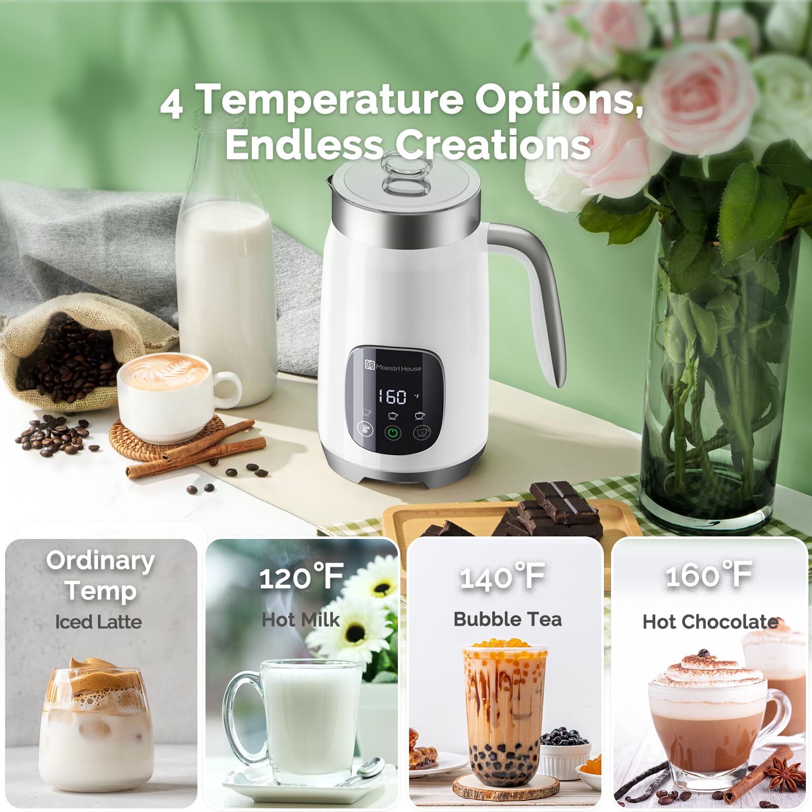Espuma de leche suave con Maestri House DualFro 400 para capuchinos