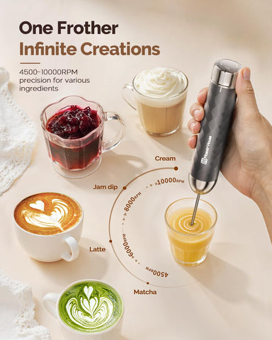 Espuma cremosa en 10 segundos con LunaFro 2.0 para café perfecto.