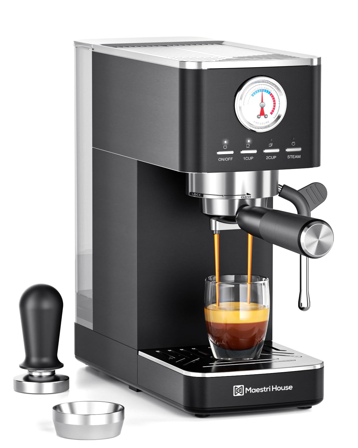 Maestri House máquina espresso con bomba ULKA para extracción estable y sabor intenso.