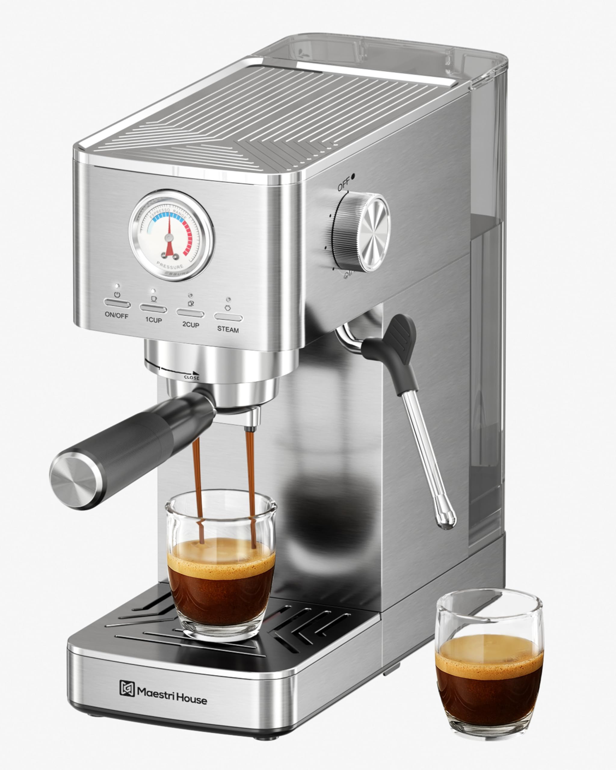 Maestri House: máquina de café expreso ULKA 20 bar para extracción estable y sabor intenso.