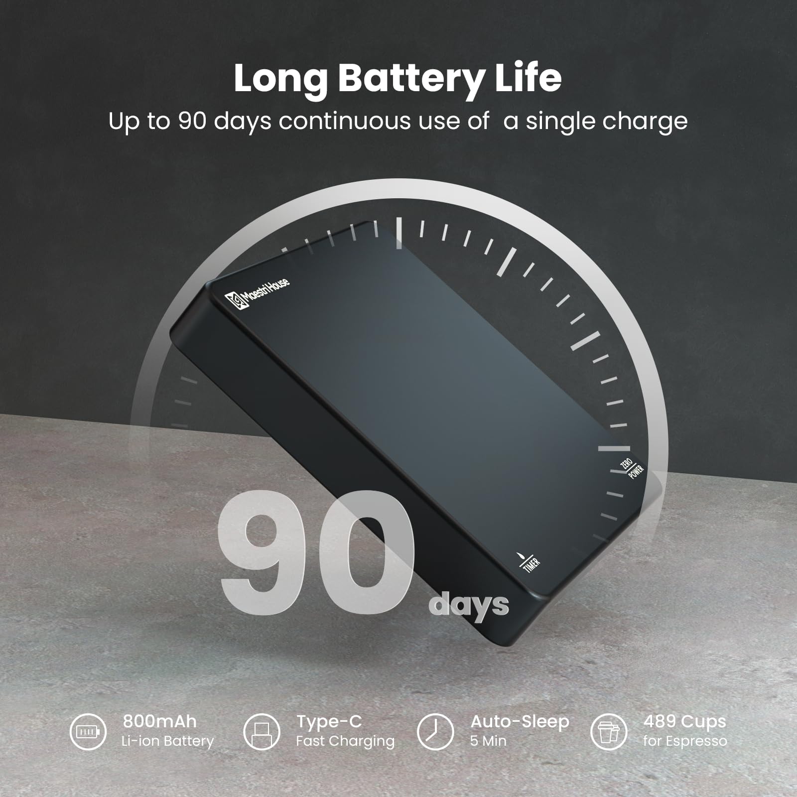 Maestri House Mini batería recargable y carga USB-C para uso prolongado.
