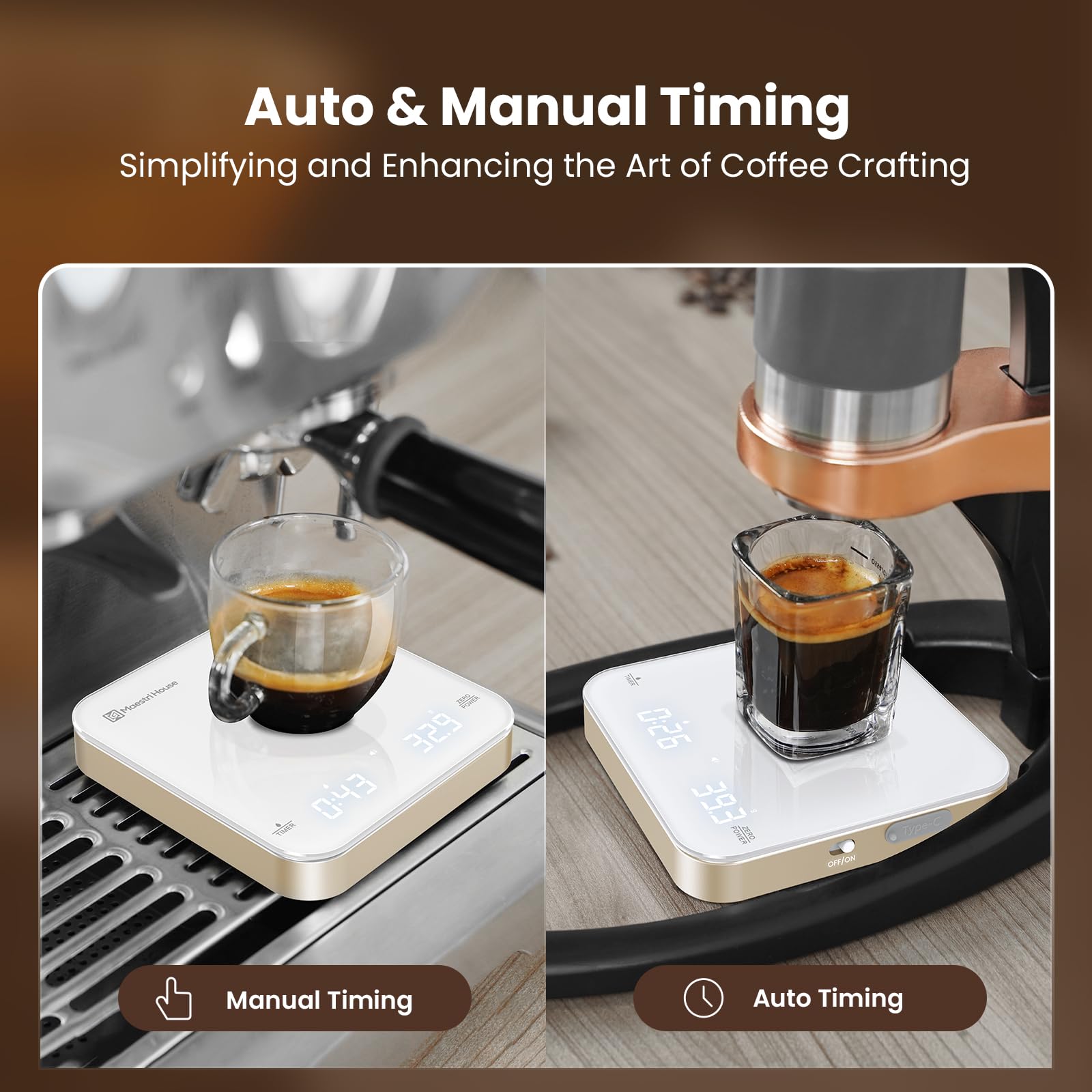 Maestri House Mini Escala precisión 0.1 g para recetas de espresso