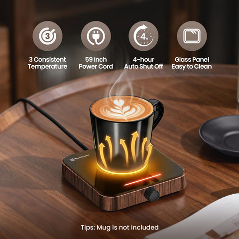 Maestri House Mug Warmer con tres niveles de temperatura para distintas preferencias.