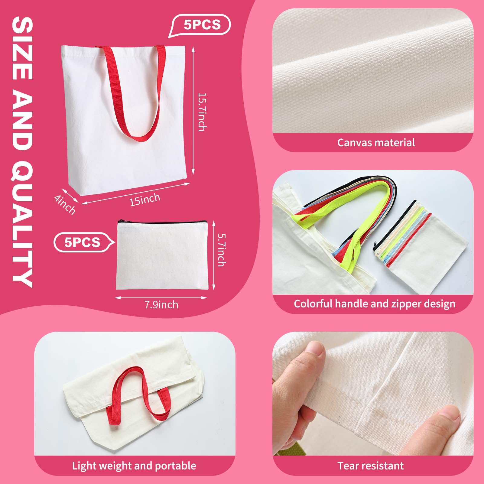 Neceser de lona MAFYE con cierre color, perfecto para cosméticos y organización.