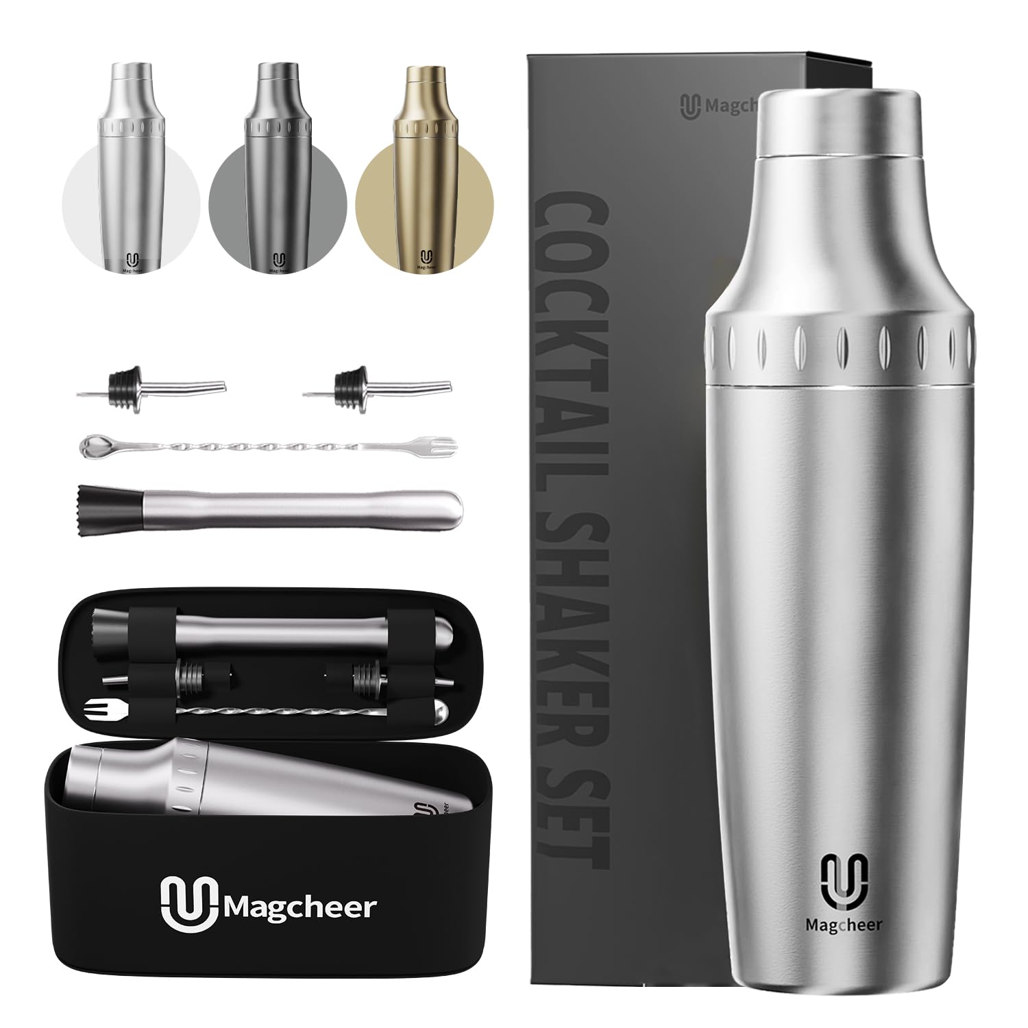 Magcheer híbrido agitador de cocteles, enfoque en mezcla fría para bebidas perfectas.