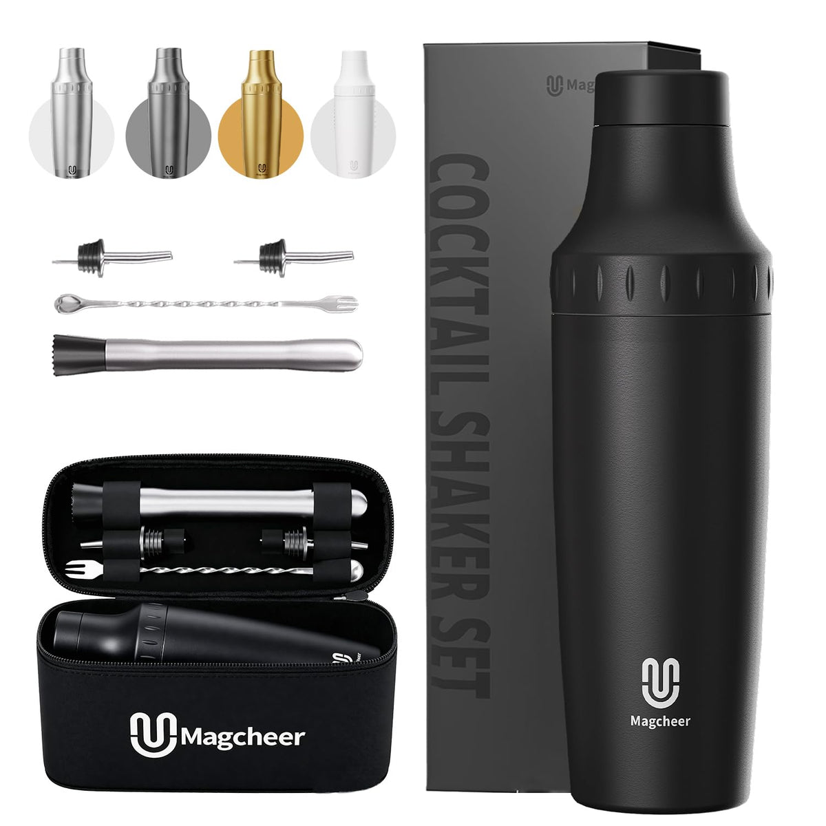 Magcheer coctelera híbrida en acero inoxidable con doble pared mantiene bebidas frías