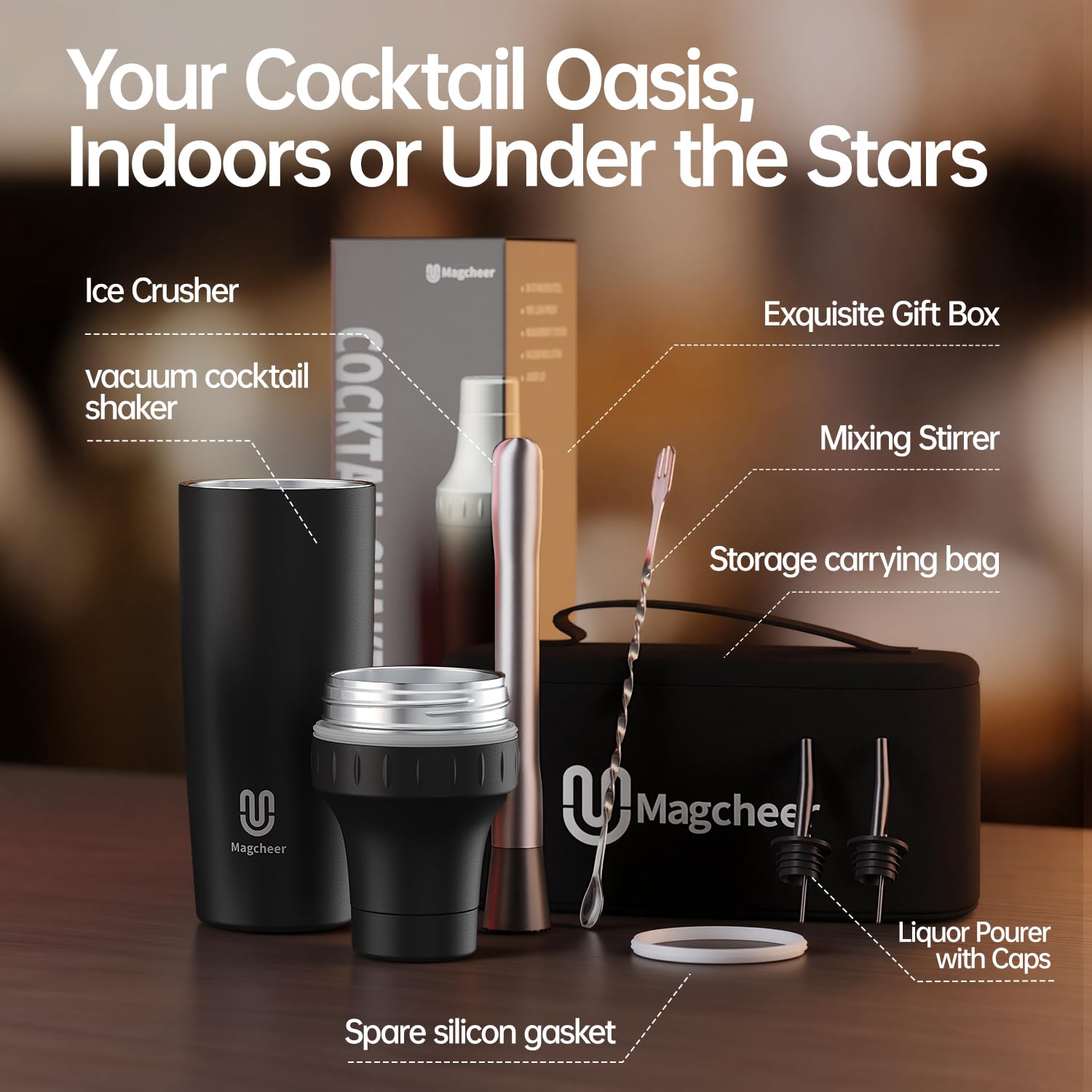 Magcheer coctelera híbrida kit de viaje con bolsa de transporte incluida