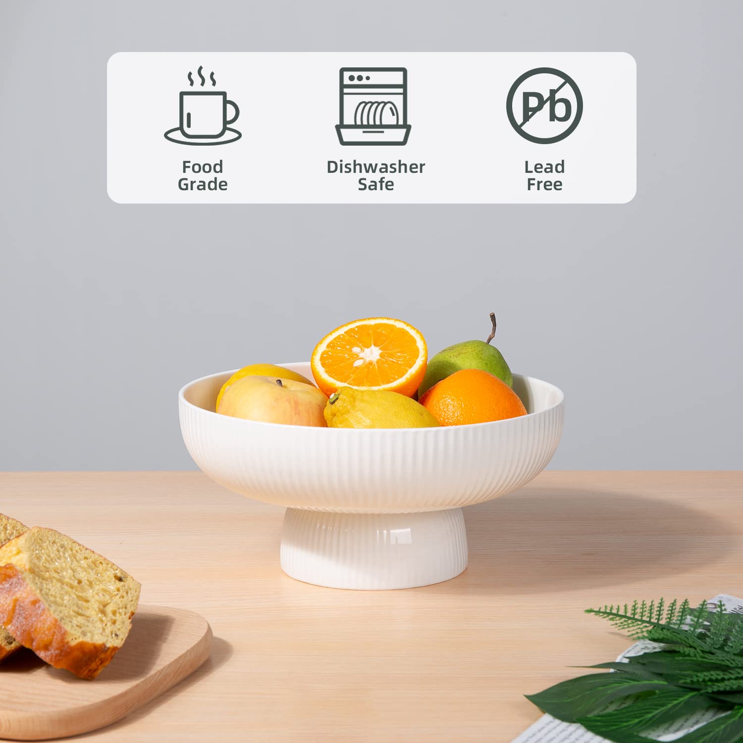 Magclay frutero en mesa, presentación de frutas y verduras para el día a día.