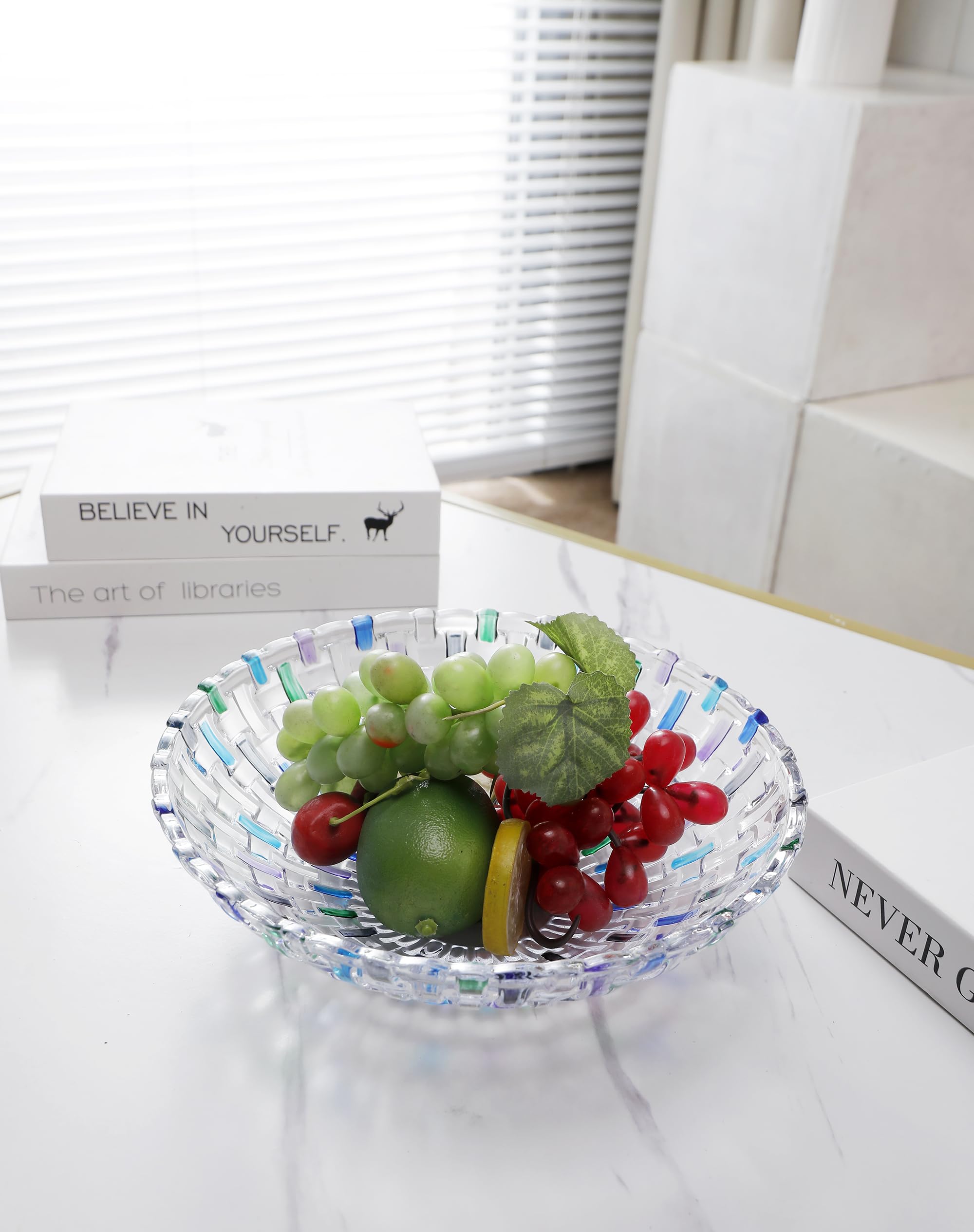 MAGCOLOR cuenco de cristal sin plomo claro para servir ensaladas y frutas.