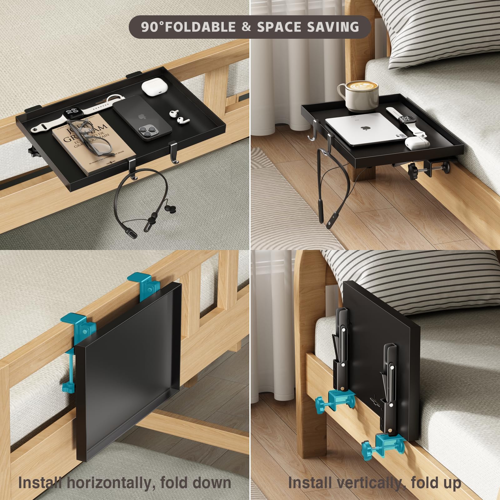 Magheo estante cama de gran capacidad para móvil, gafas y libros.