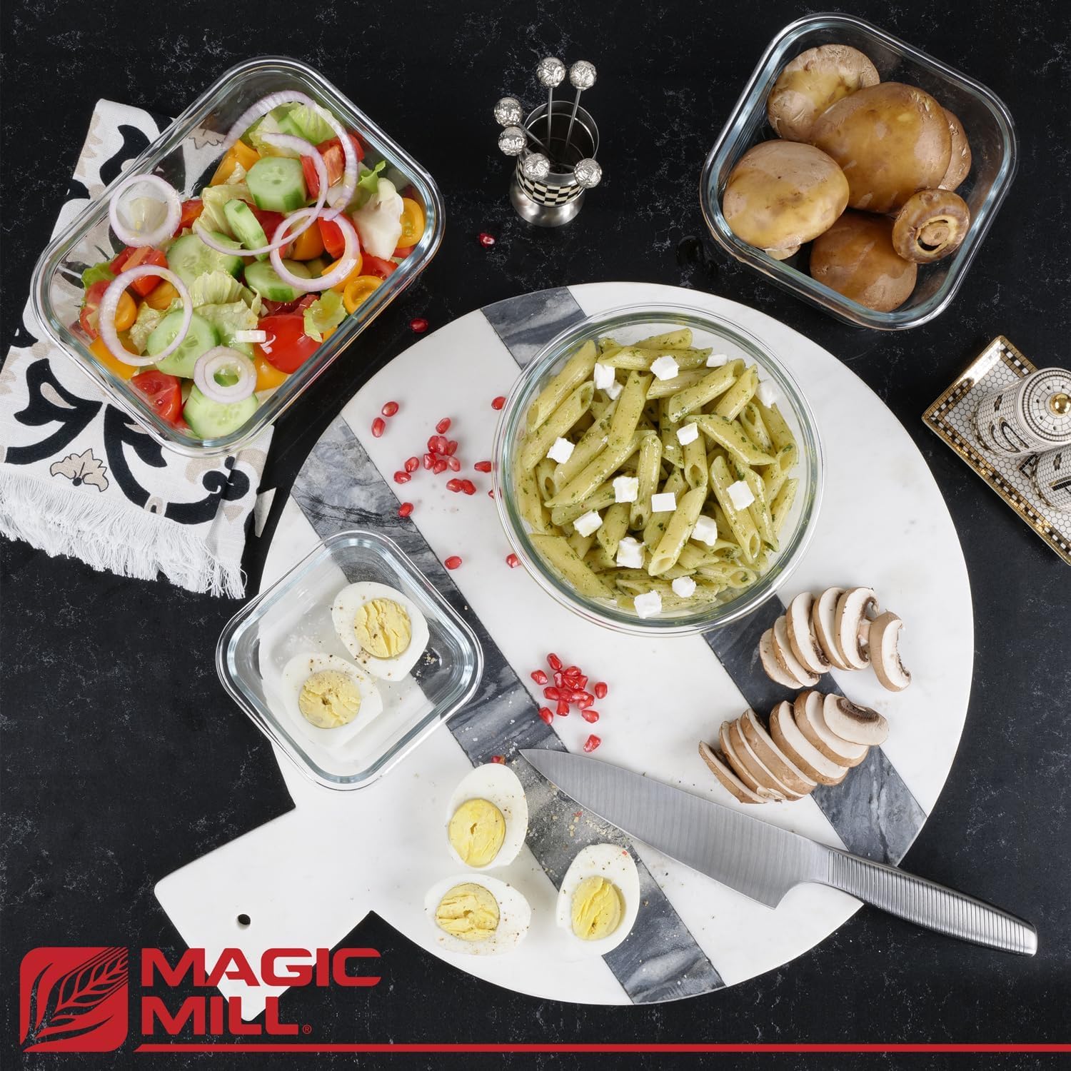 Magic Mill recipiente rectangular 12 onzas para snacks y salsas, sin fugas.