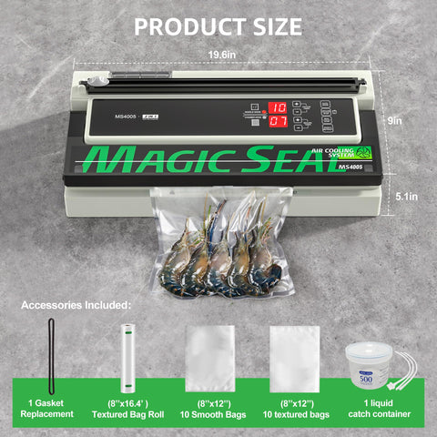 MAGIC SEAL accesorios incluidos y puerto para contenedores