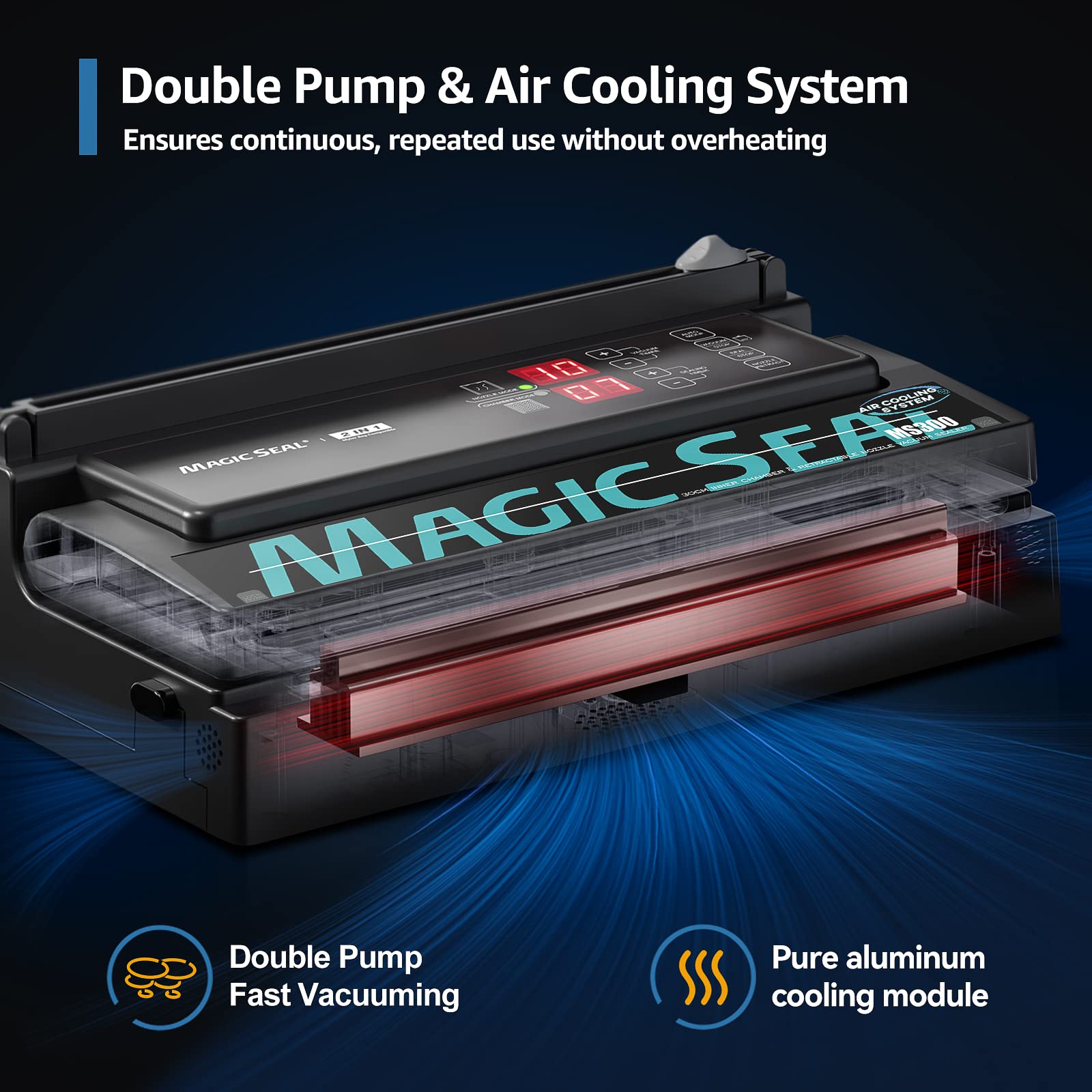 MS300 de MAGIC SEAL, función de inflado para sellos con productos blandos