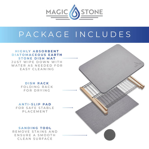 Magic Stone escurridor de bambú, organizador de vajilla para cocina limpia