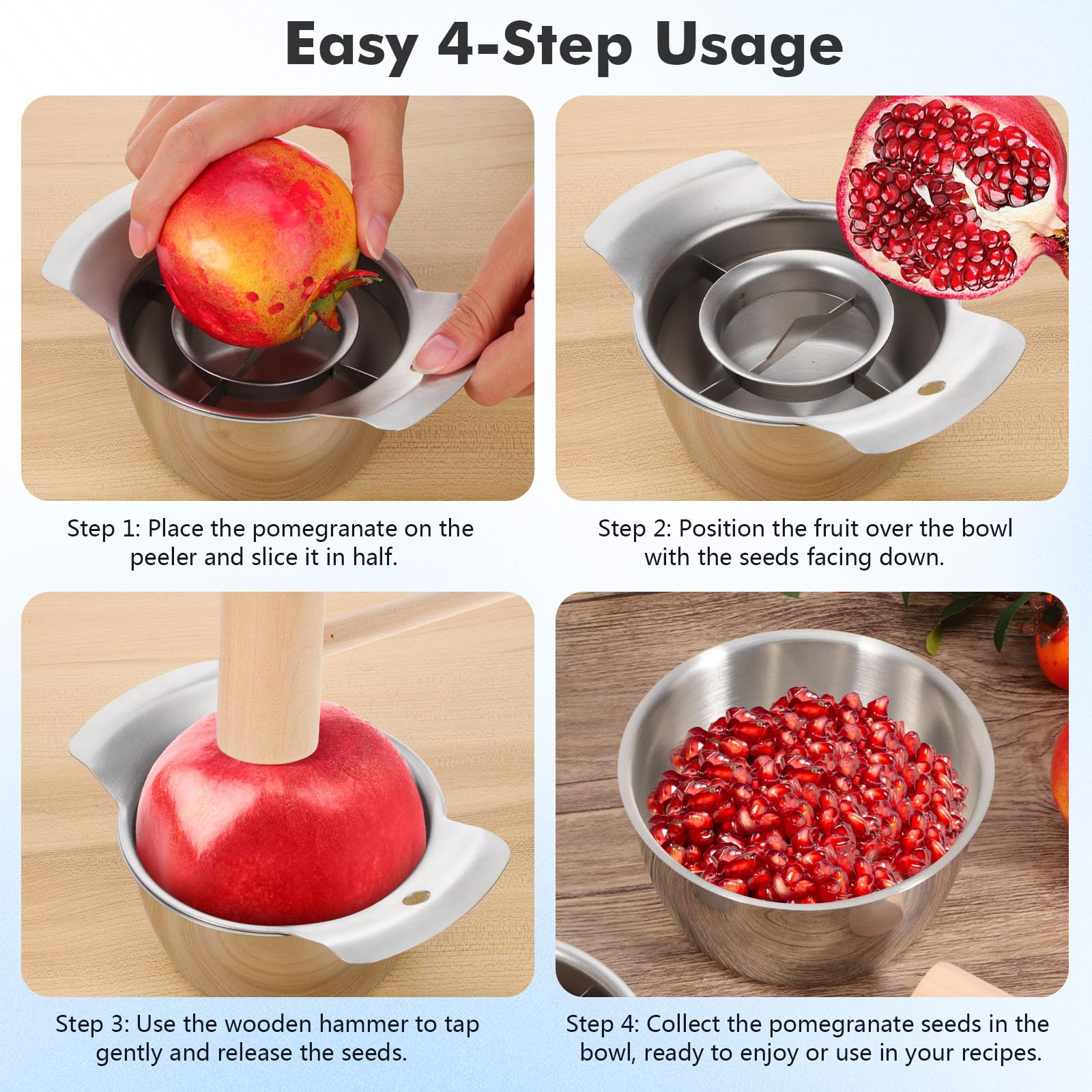 MAGICLULU proceso-rapido-al-desgranado: eficiencia en la cocina para preparar granadas