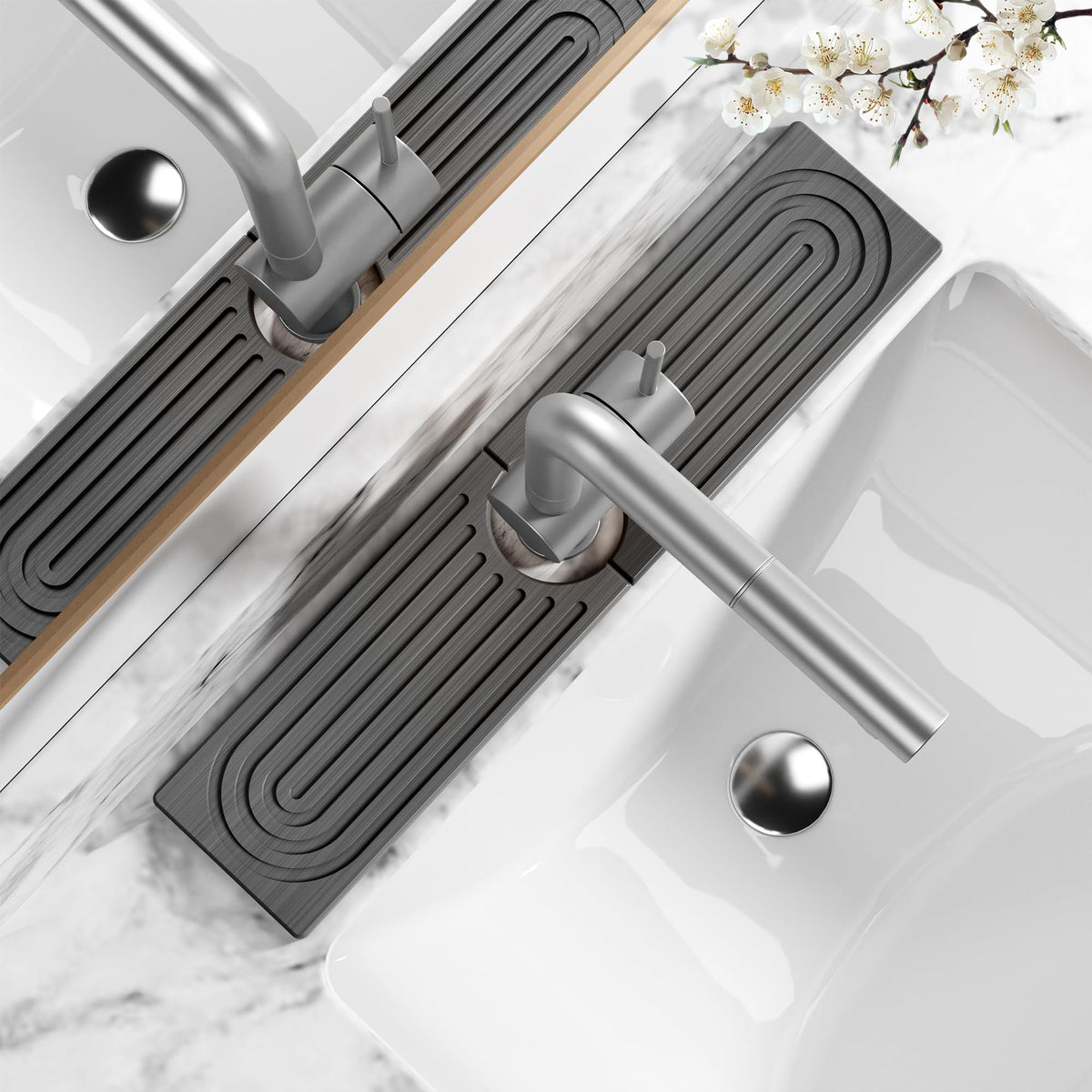MAGKOTA tapete piedra para fregadero cocina, absorbe agua rápidamente y mantiene seca la encimera.
