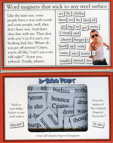 D-Bag Poet Kit con frases para nevera y poemas espontáneos.