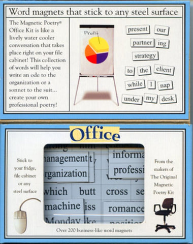 Magnetic Poetry: tarjetas magnéticas para oficina, fomentan escritura creativa en el escritorio.