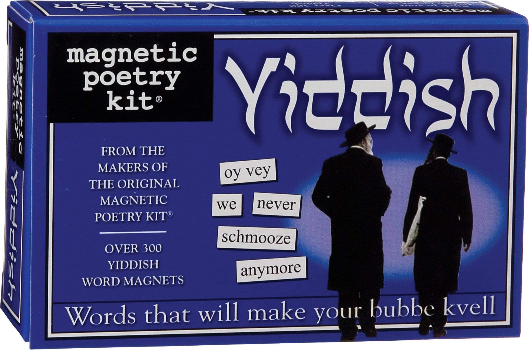 Magnetic Poetry Kit Yiddish en la nevera, palabras para poemas breves y mensajes creativos.
