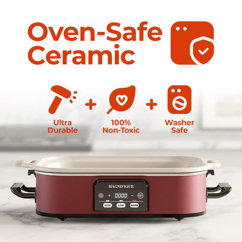 MAGNIFIQUE EXPERIENCE DELIGHT: olla interior apta para horno hasta 500 grados Fahrenheit.