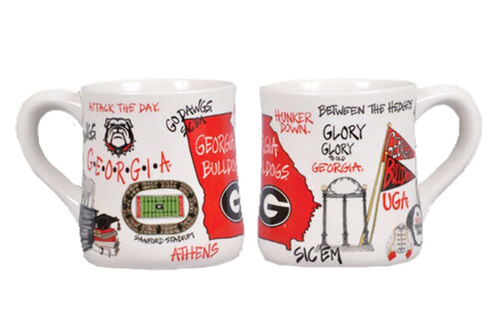 Magnolia Lane Georgia Bulldogs, taza cerámica, ideal para café matutino y espíritu deportivo.
