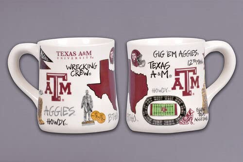 Taza Magnolia Lane con icono Aggies: perfecta para café matutino y orgullo universitario.