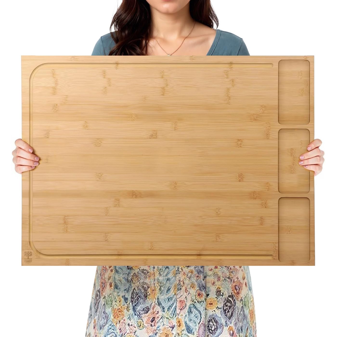 Tabla MAHOOT de bambú extra grande ideal para porciones grandes y preparación.