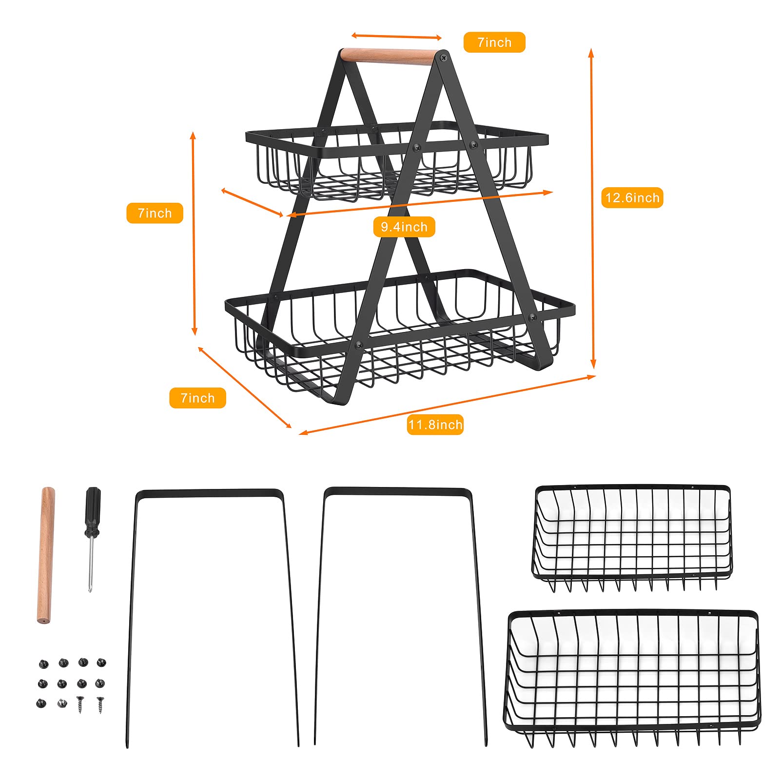 mahueeol cesta de hierro forjado, duradera y estable