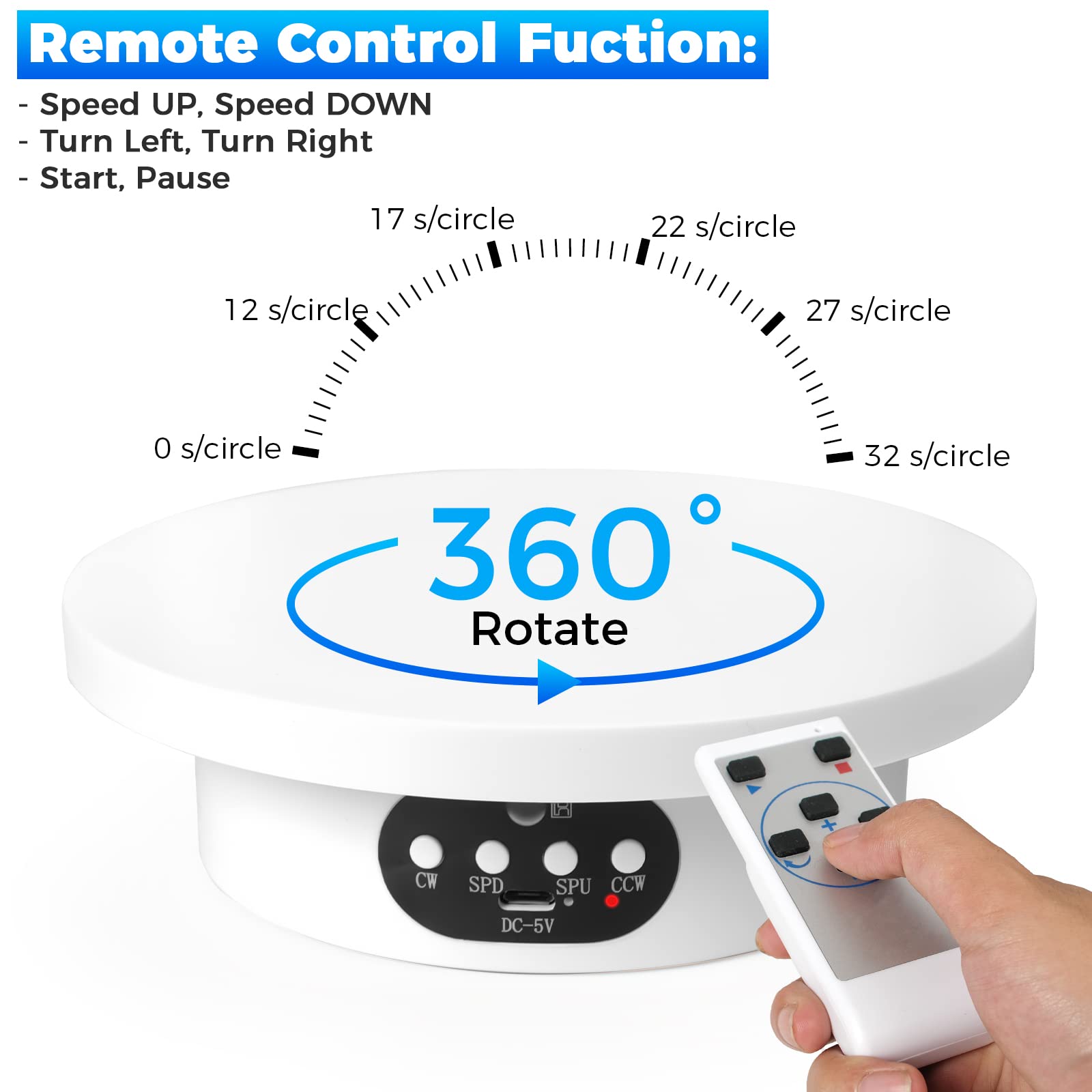 Maieray platillo rotatorio 360 para presentaciones de productos, perfecto para fotos