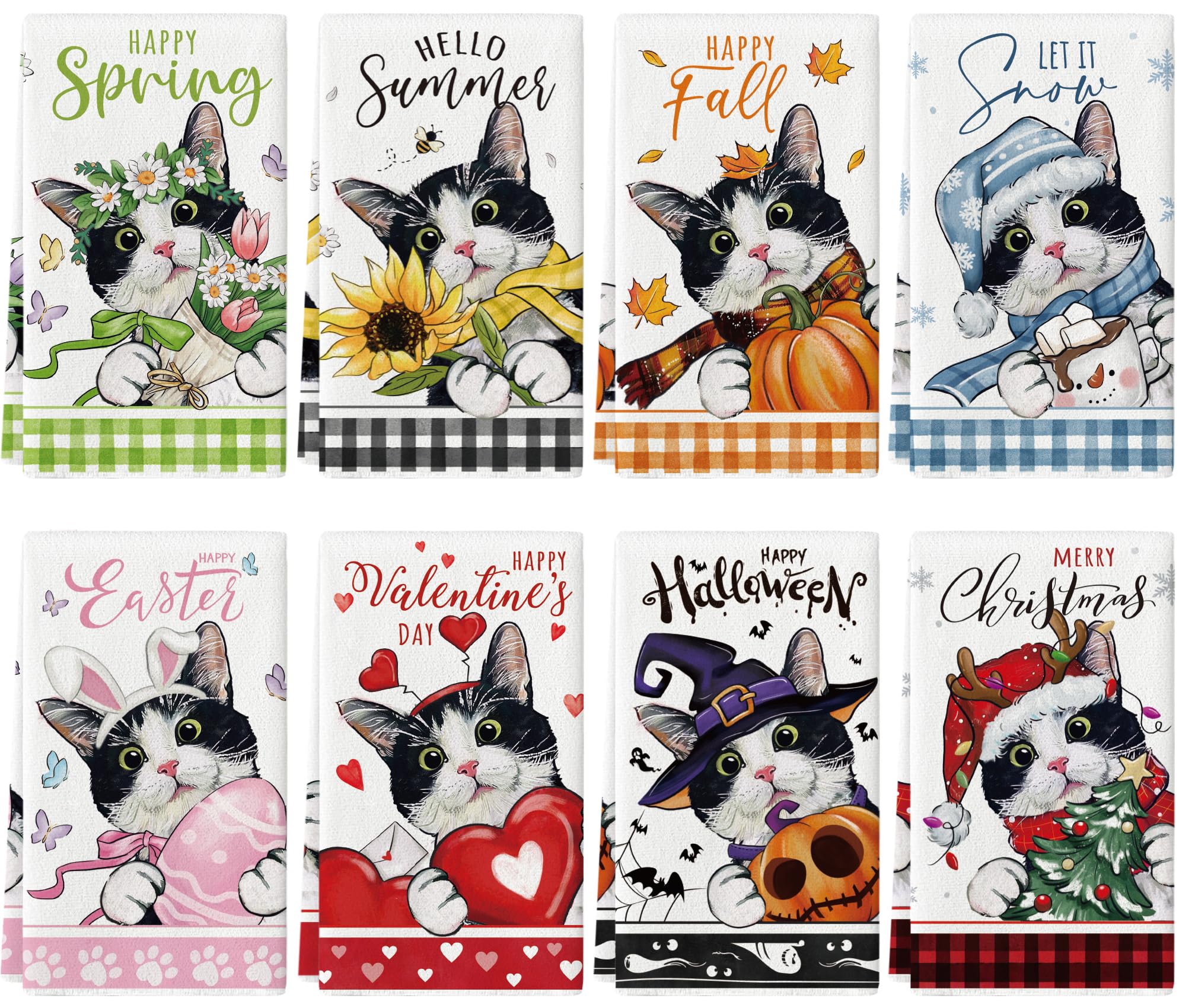 Maiiooliwe toallas de cocina con diseño de gato primavera, absorbentes y prácticas.
