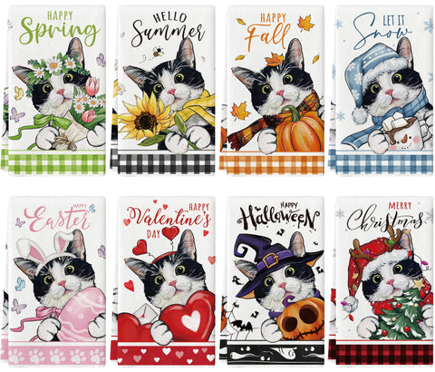 Maiiooliwe toallas de cocina con diseño de gato primavera, absorbentes y prácticas.