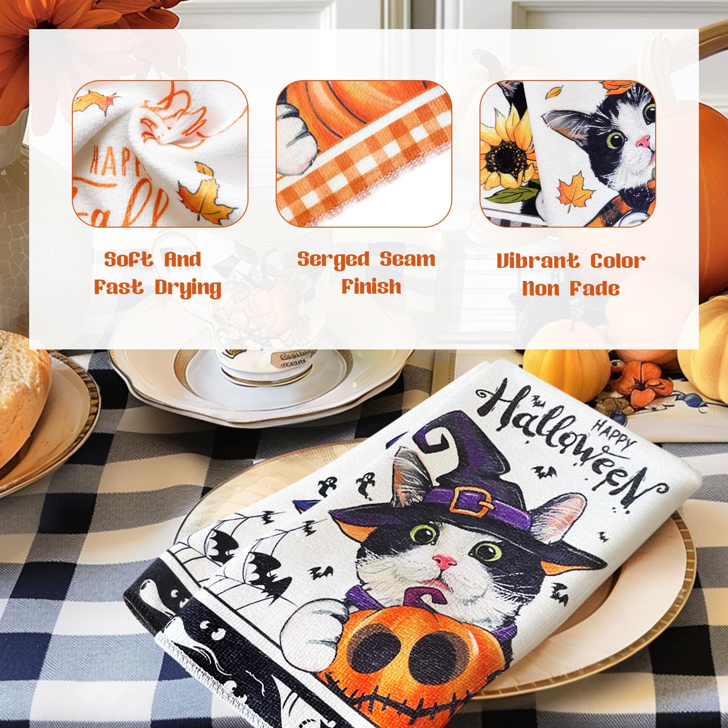 Maiiooliwe toallas de cocina con gato verano, coloridas y duraderas para secar derrames.