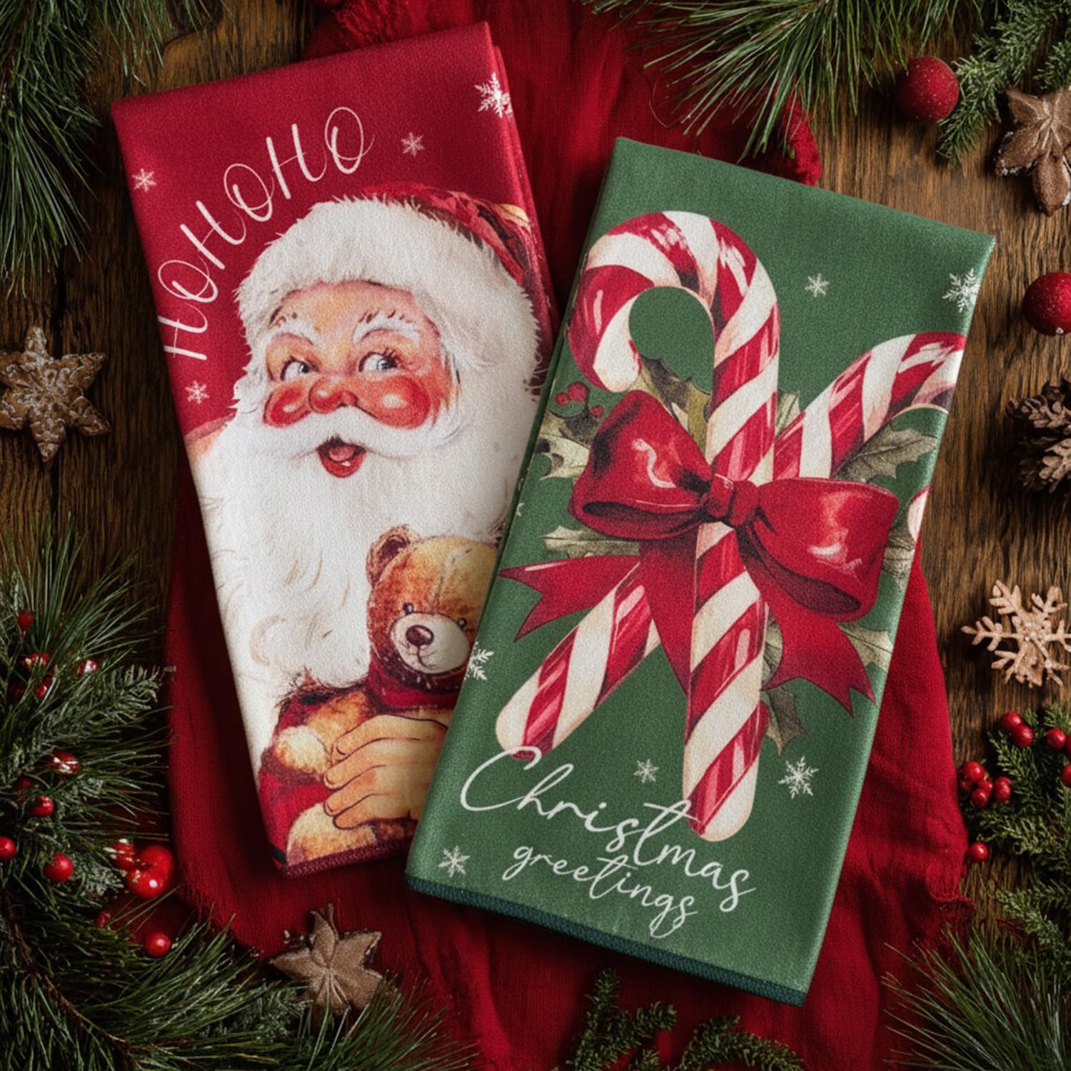 maiiooliwe toallas cocina navidad retro acebo: detalles decorativos y útiles.