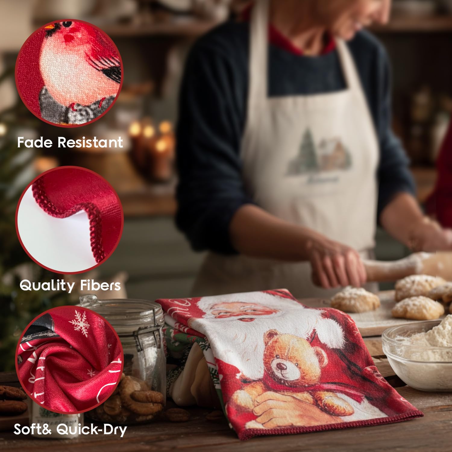 maiiooliwe toallas cocina navidad retro bastones de caramelo: diseño navideño práctico.