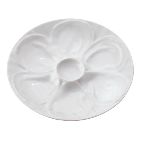 Maine Man plato de ostras con seis huecos para servir de forma ordenada.