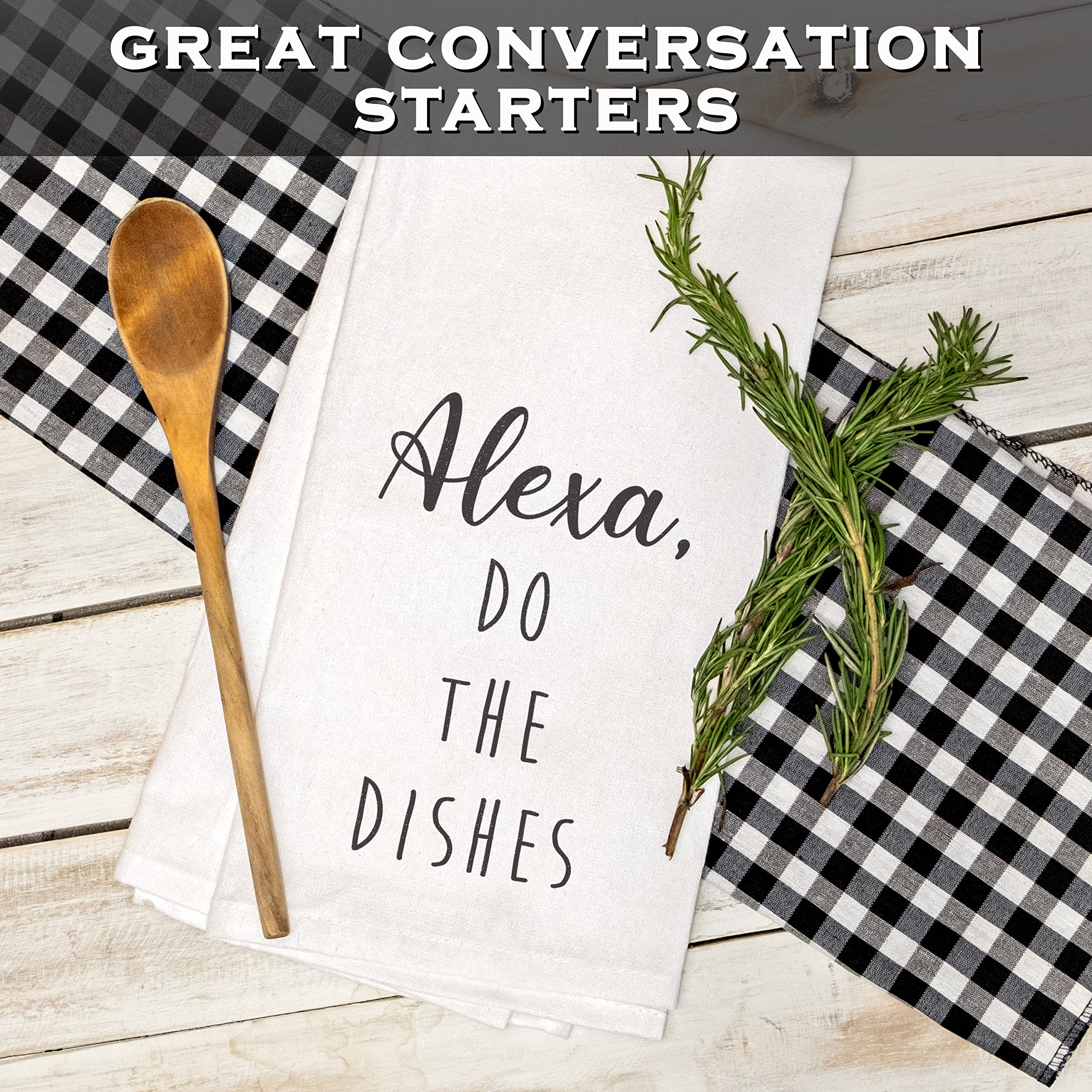 MAINEVENT Alexa 100% algodón: toalla de cocina blanca, suave y absorbente