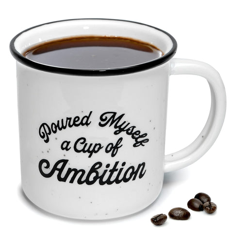 MAINEVENT Taza Ambición 11 onzas, primer plano, ideal para café diario.