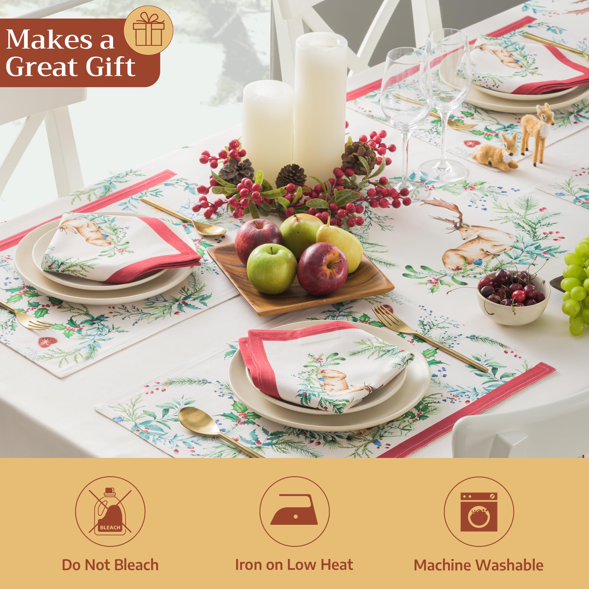 Cuatro servilletas de Maison d' Hermine para accion de gracias y Navidad