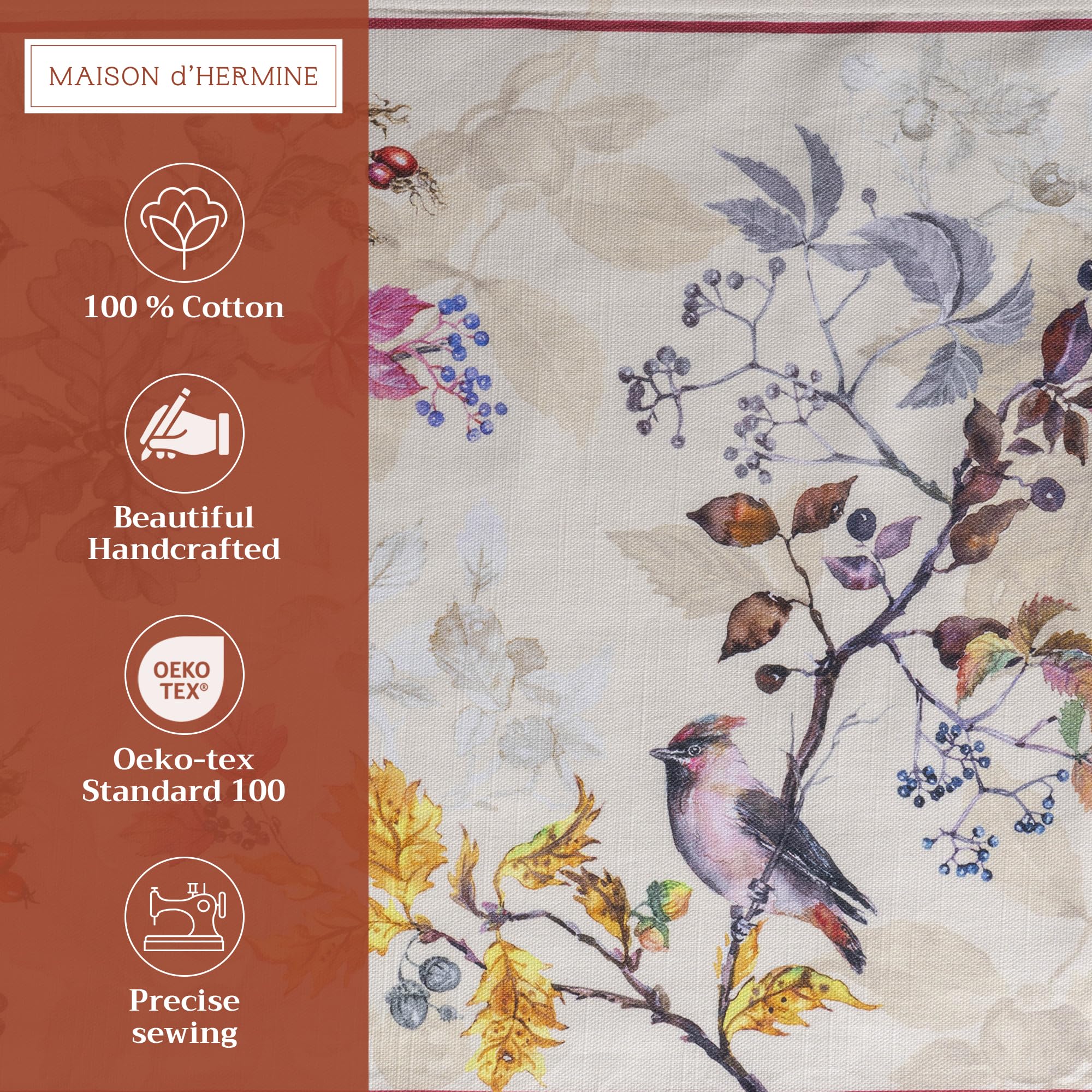 Conjunto de cuatro manteles de algodón Maison d' Hermine para mesa elegante.