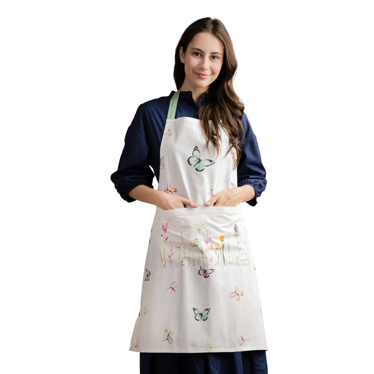 Maison d'Hermine delantal con bolsillo central para recetas y teléfono.