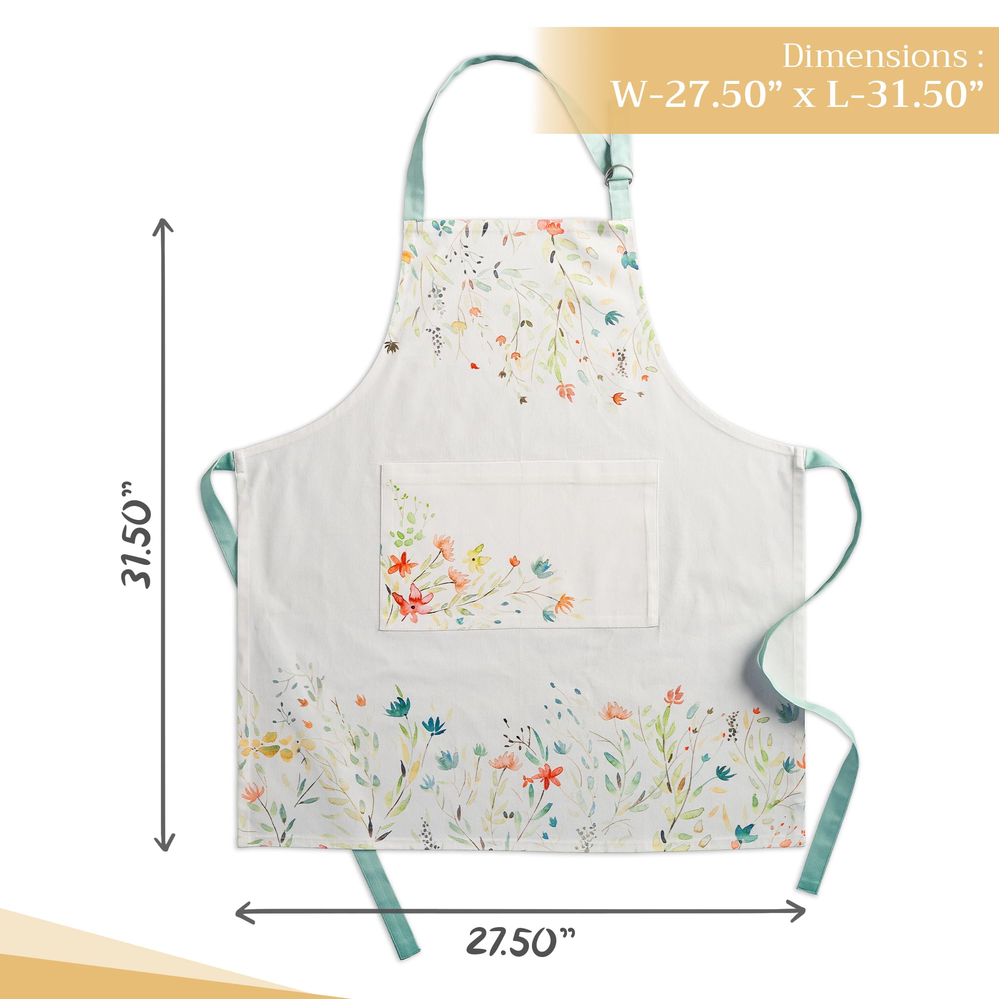 Delantal Maison d'Hermine con patrón acuarela para un toque elegante.