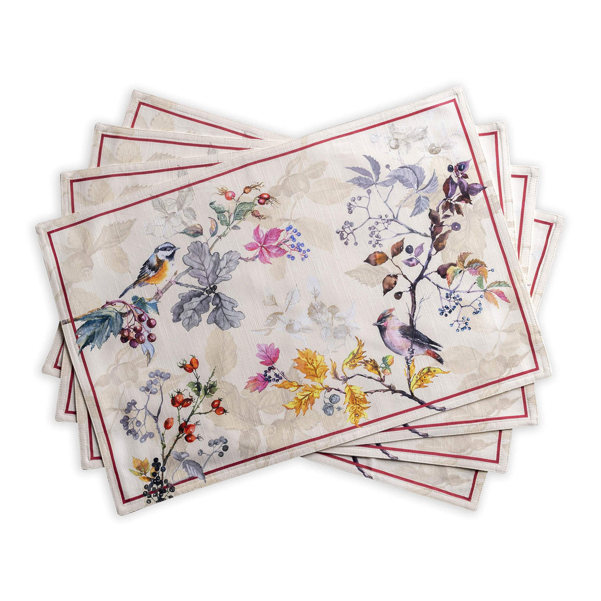 Mantel Maison d' Hermine Equinoxe beige con dibujo acuarela para ocasiones especiales.