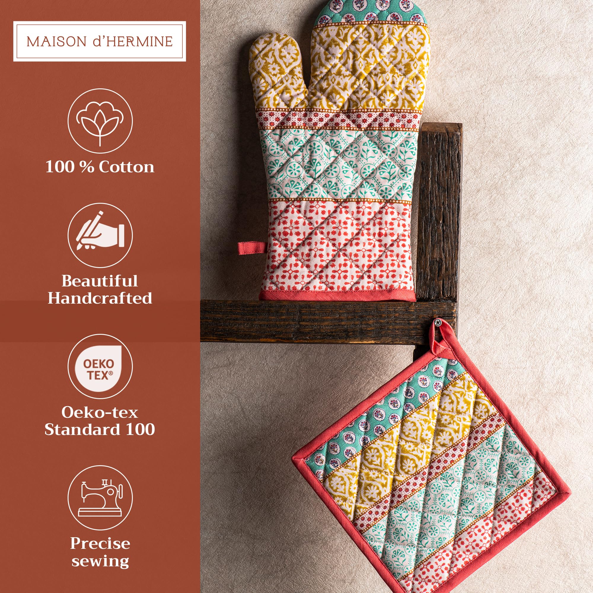 Maison d'Hermine guante para horno: agarre cómodo para cocinar y asar.