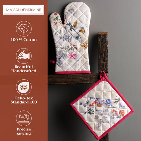 Agarradera Maison d' Hermine Equinoxe beige, borde acolchado para ordenar y colgar en la cocina.