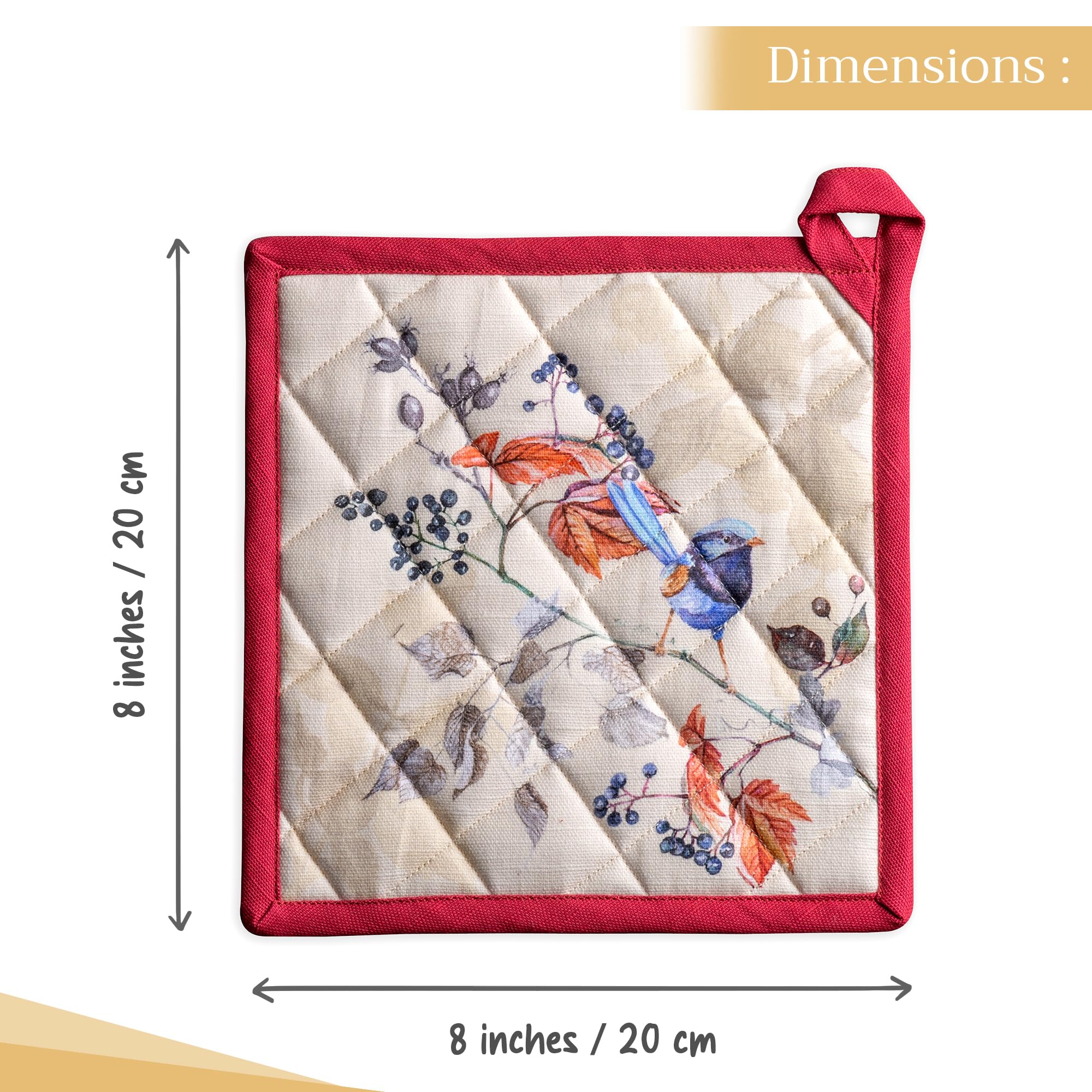 Manoplas Maison d' Hermine con bucle de colgar integrado para almacenamiento práctico.