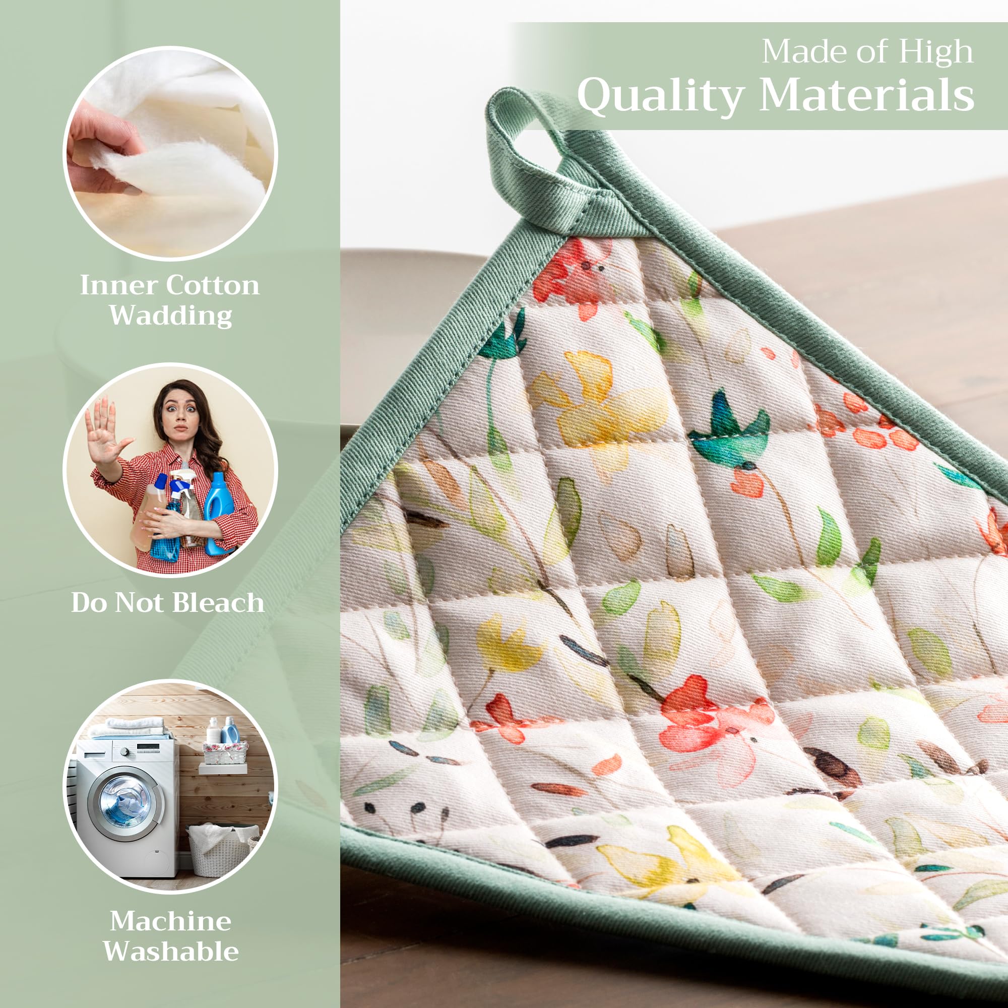 Manoplas Maison d'Hermine con bucle para colgar en la cocina.